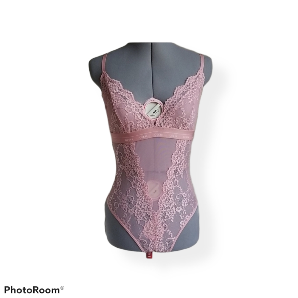 Guess Pink Lace Sheer Bodysuit